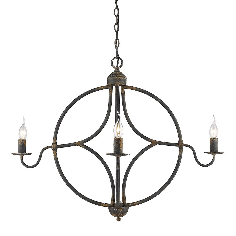 Golden Lighting-0830-4 ABI-Caspian - Chandelier 4 Light Steel in Transitional style - 35.75 Inches high by 33 Inches wide   Antique Black Iron Finish